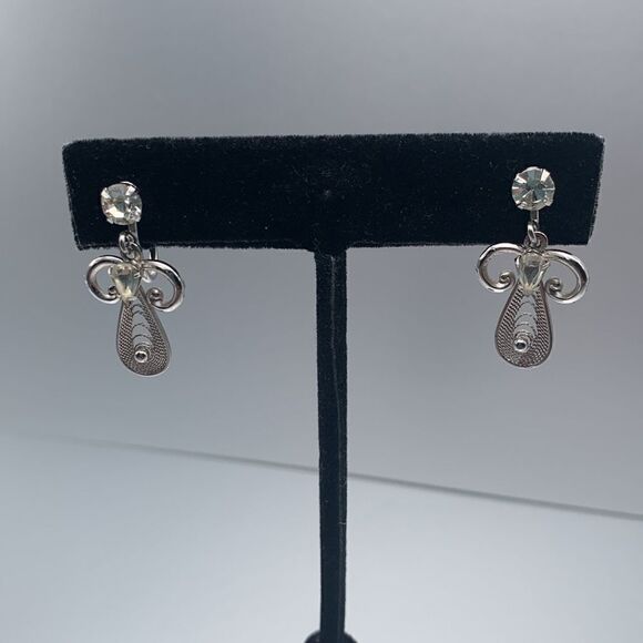 Vintage SET of 3 PAIRS of Varied Metalwork earrings, Unmarked - Picture 4 of 7